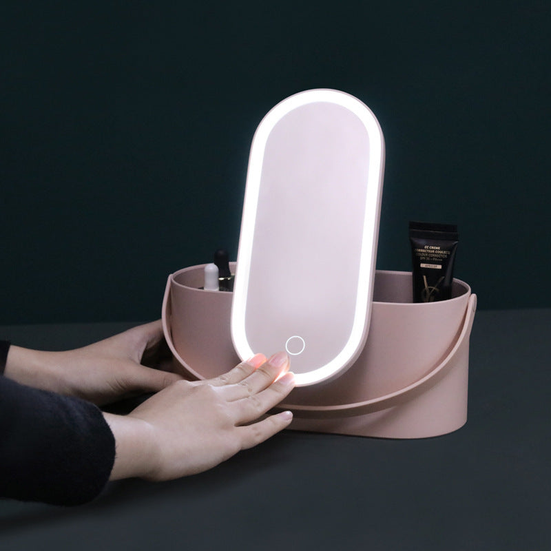 LED Makeup Mirror Organizer – Portable Vanity Box for Travel