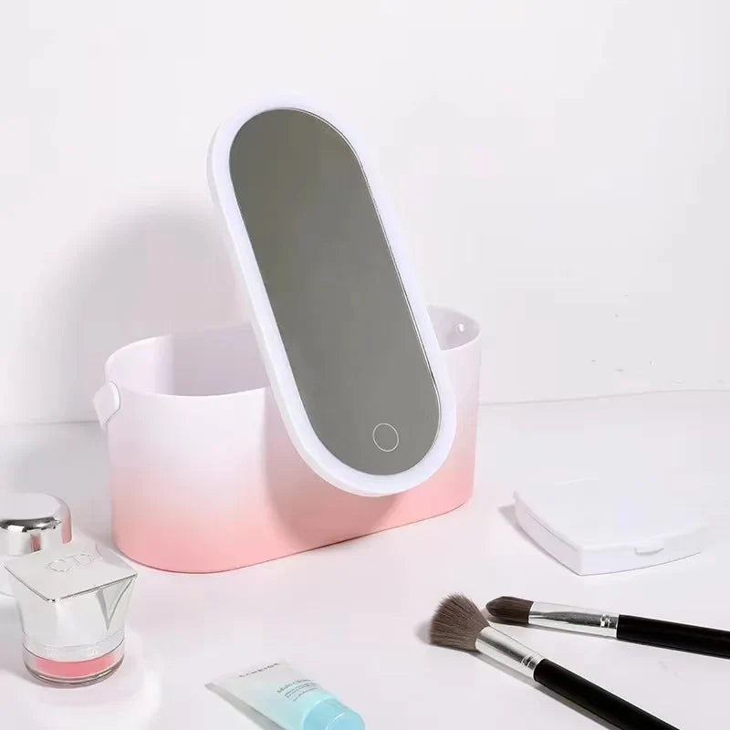 LED Makeup Mirror Organizer – Portable Vanity Box for Travel