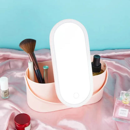 LED Makeup Mirror Organizer – Portable Vanity Box for Travel